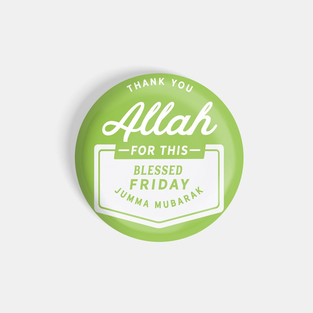 dhcrafts Round Fridge Magnet Green Thank You Allah For This Blessed Friday Jumma Mubarak Glossy Finish Design Pack of 1 (75 mm)